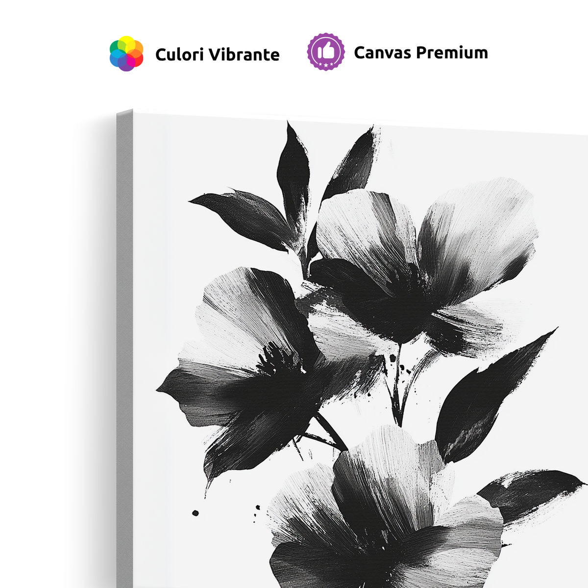 Tablou-Canvas-Compozitie-Florala-Expresiva-Pictura-Moderna-Alb-Negru-IPCVBST-24-Detaliu