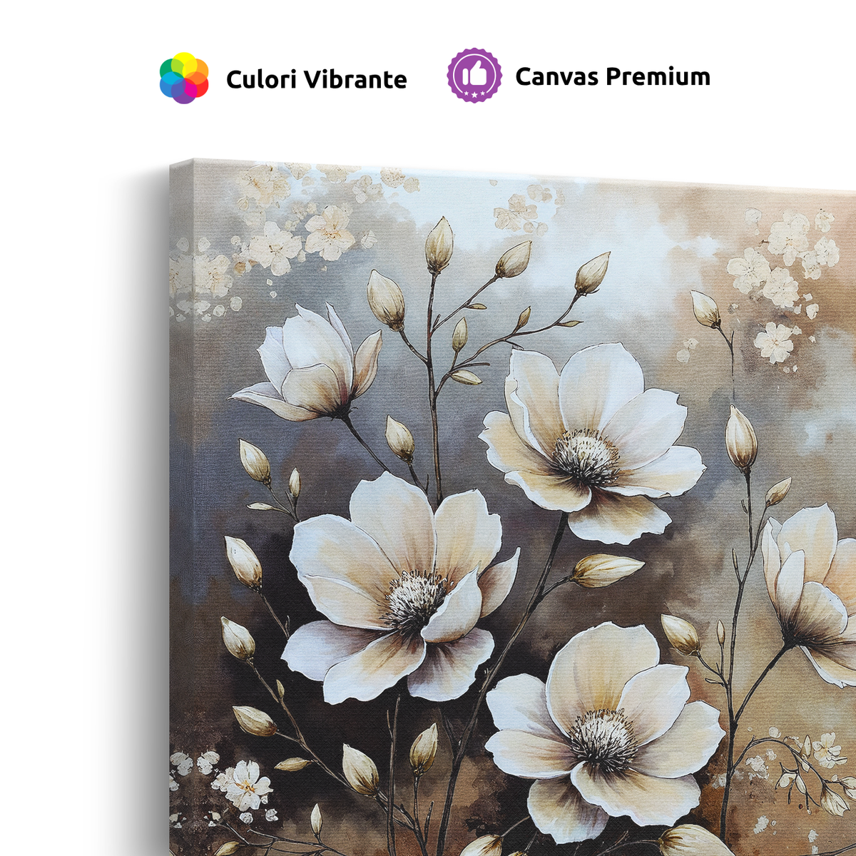 Tablou-Canvas-Flori-de-Magnolie-Pastelate-Pictural-Bej-Maro-IPCVBST-5-Detaliu