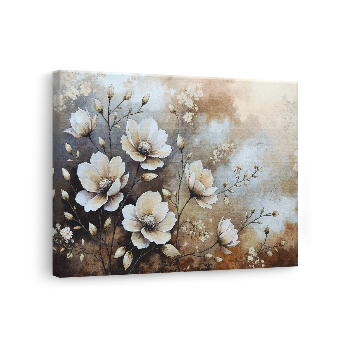 Tablou-Canvas-Flori-de-Magnolie-Pastelate-Pictural-Bej-Maro-IPCVBST-5-Lateral