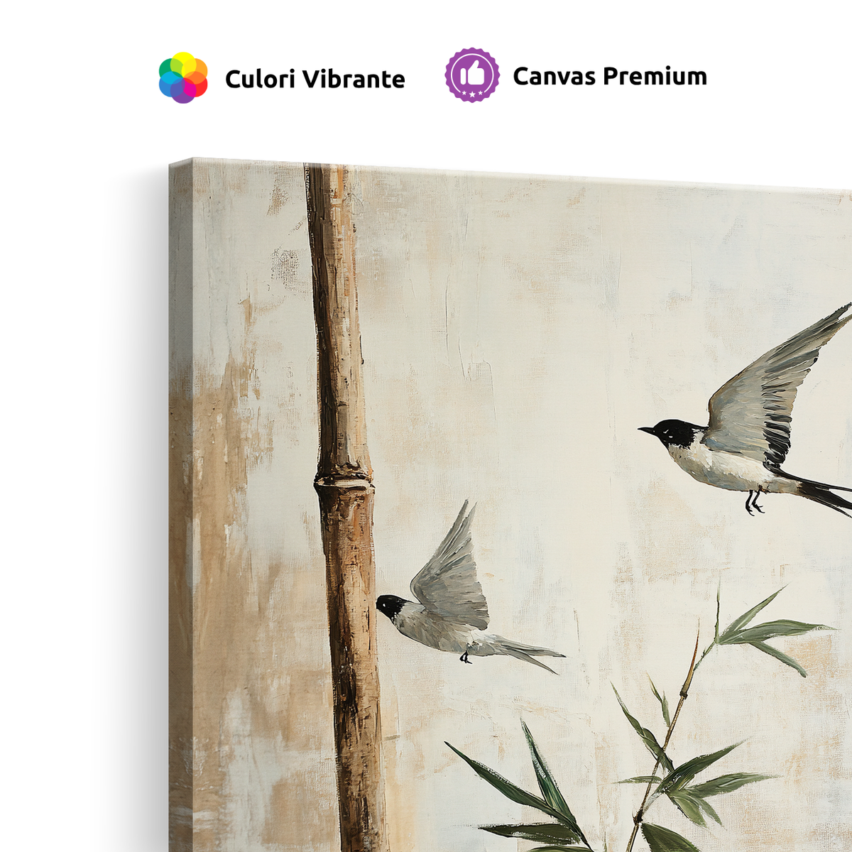 Tablou-Canvas-Randunele-in-Armonia-Naturii-Stil-Oriental-Bej-Verde-IPCVBST-17-Detaliu