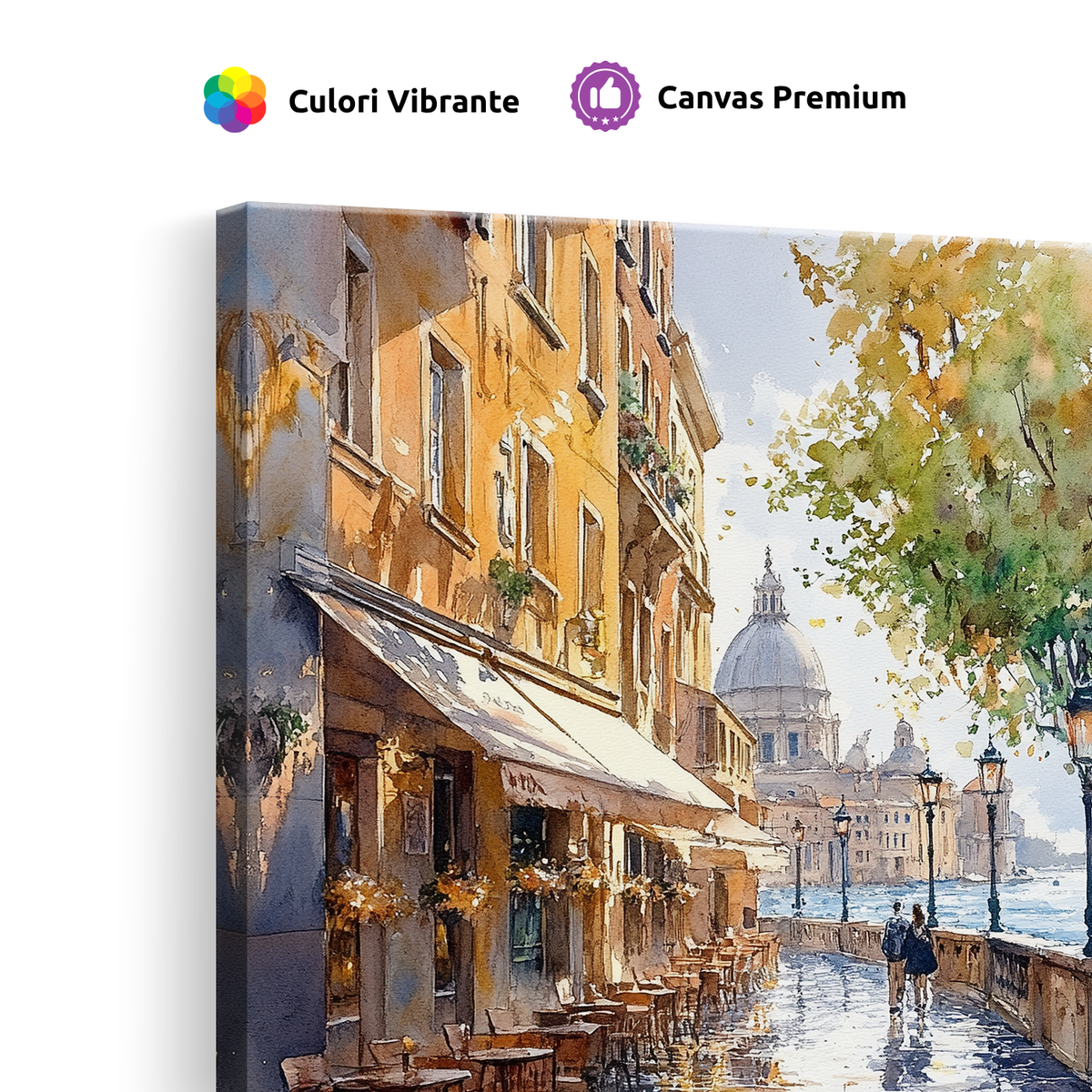 Tablou-Canvas-Strada-Pitoreasca-Insorita-Acuarela-Ocru-Albastru-IPCVBST-19-Detaliu
