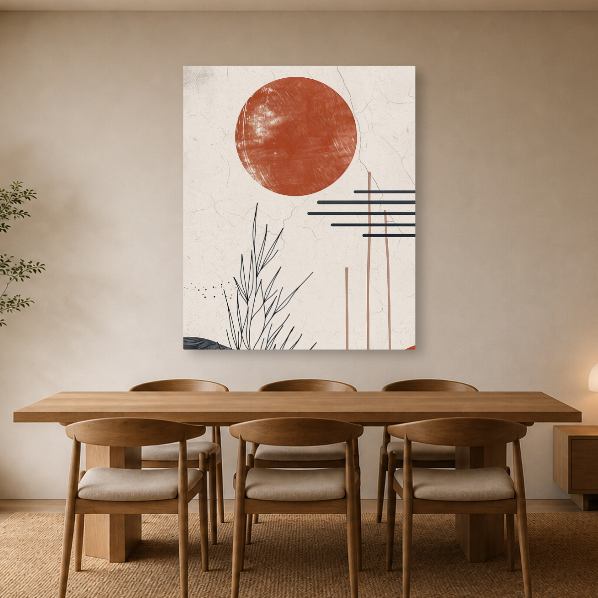 Tablou Canvas Forme Abstracte Diverse, în Stil Japandi, Gri – Portocaliu