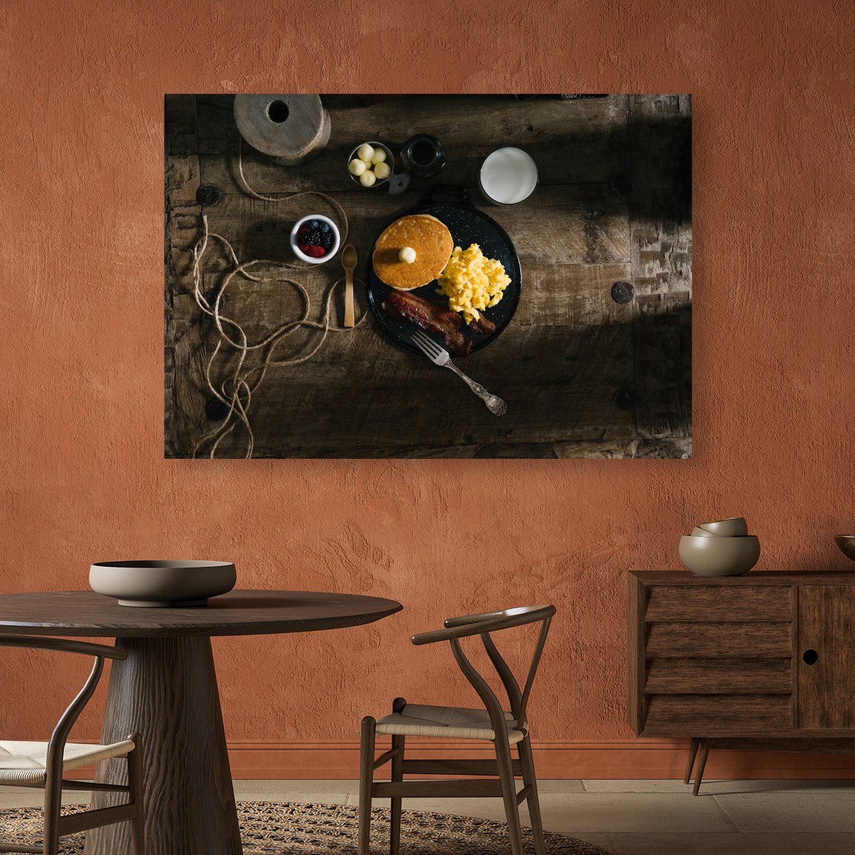 Tablou Canvas Breakfast American, Stil Rustic, Maro IPCVALI-370