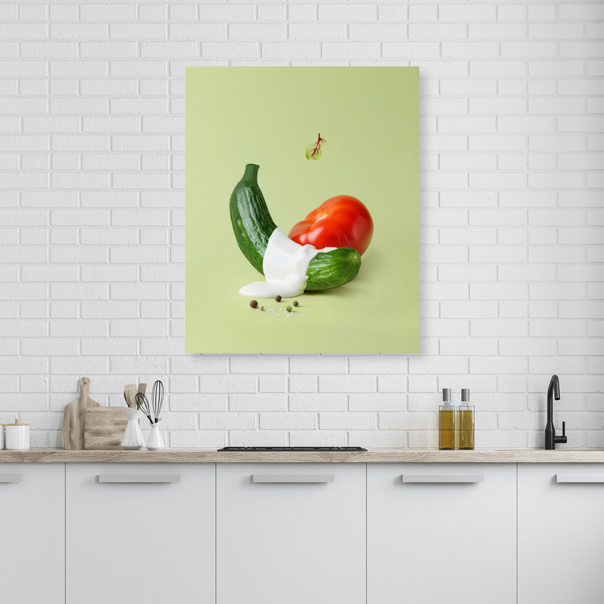 Tablou Canvas Creamy Situation cu Legume, Concept Creativ, Verde IPCVALI-394