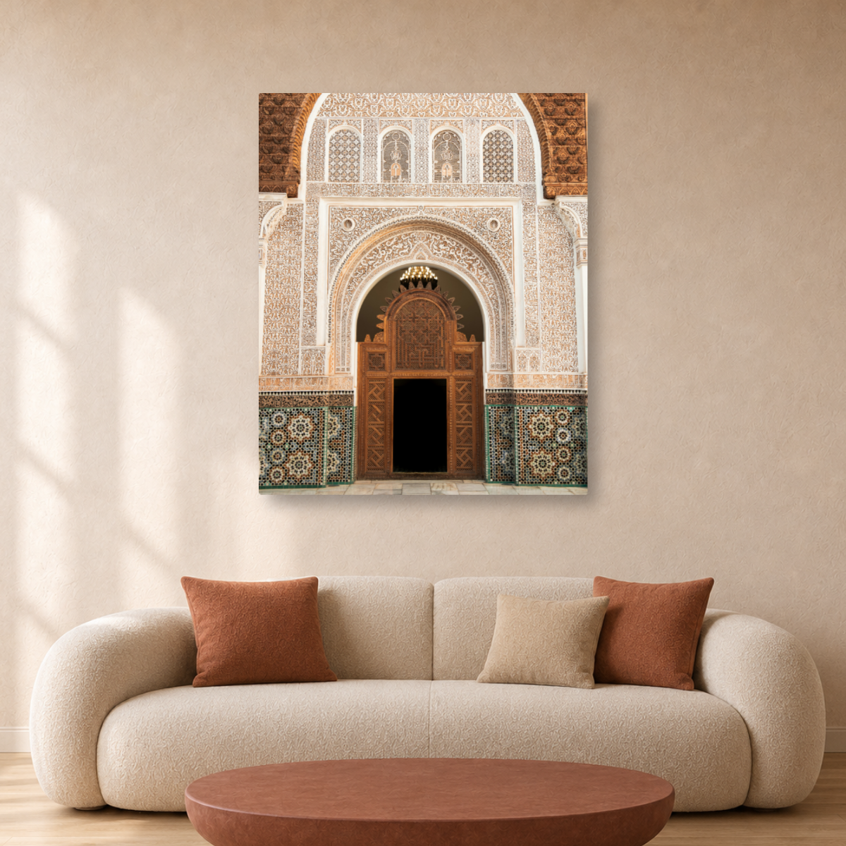 Tablou Canvas Intrare Orientală Ornamentată, Arhitectură Marocană, Bej-Auriu - IPCVCTY-565
