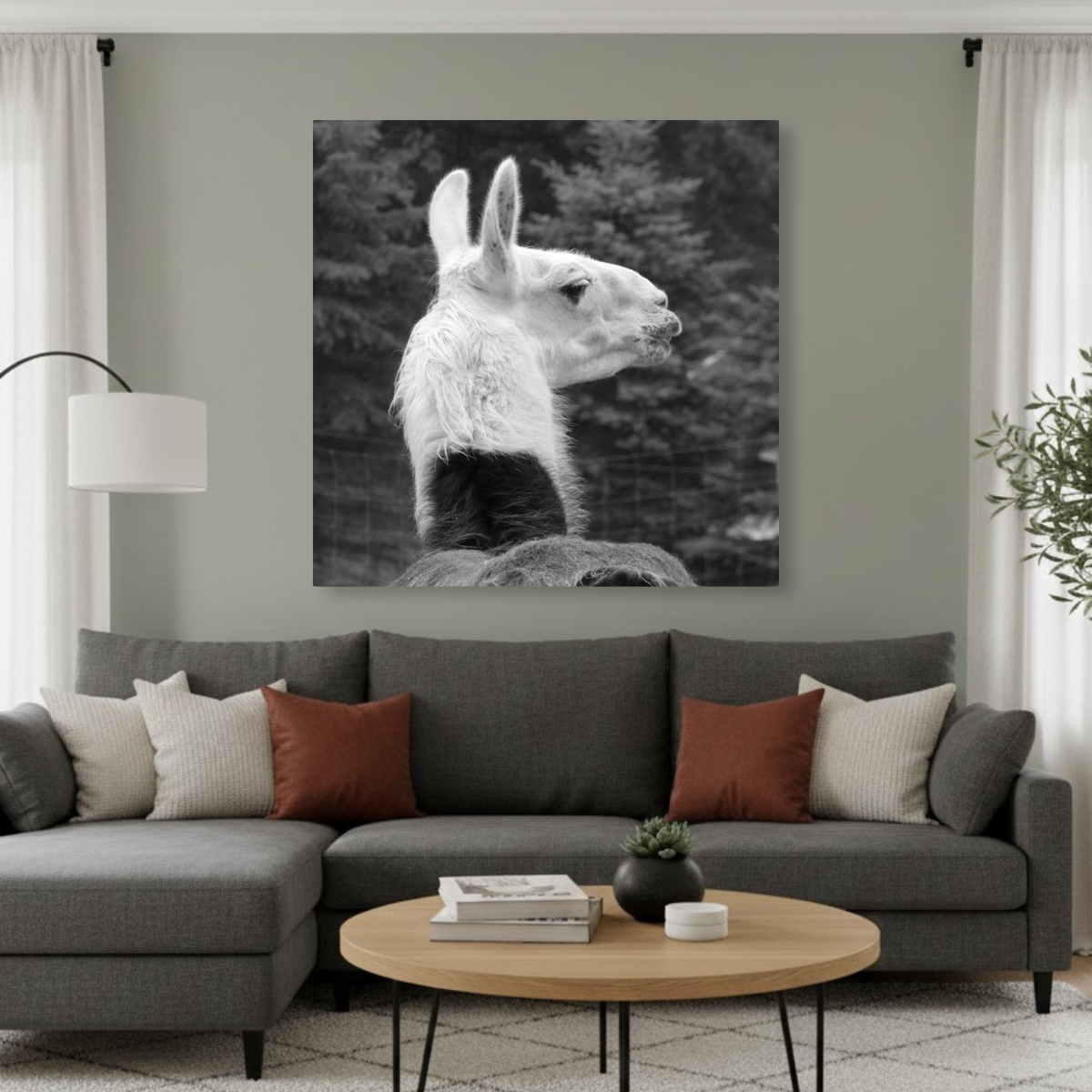 Tablou Canvas Lamă în Profil, Fotografie Artistică Monocromă, Alb-Negru IPCVANI-337