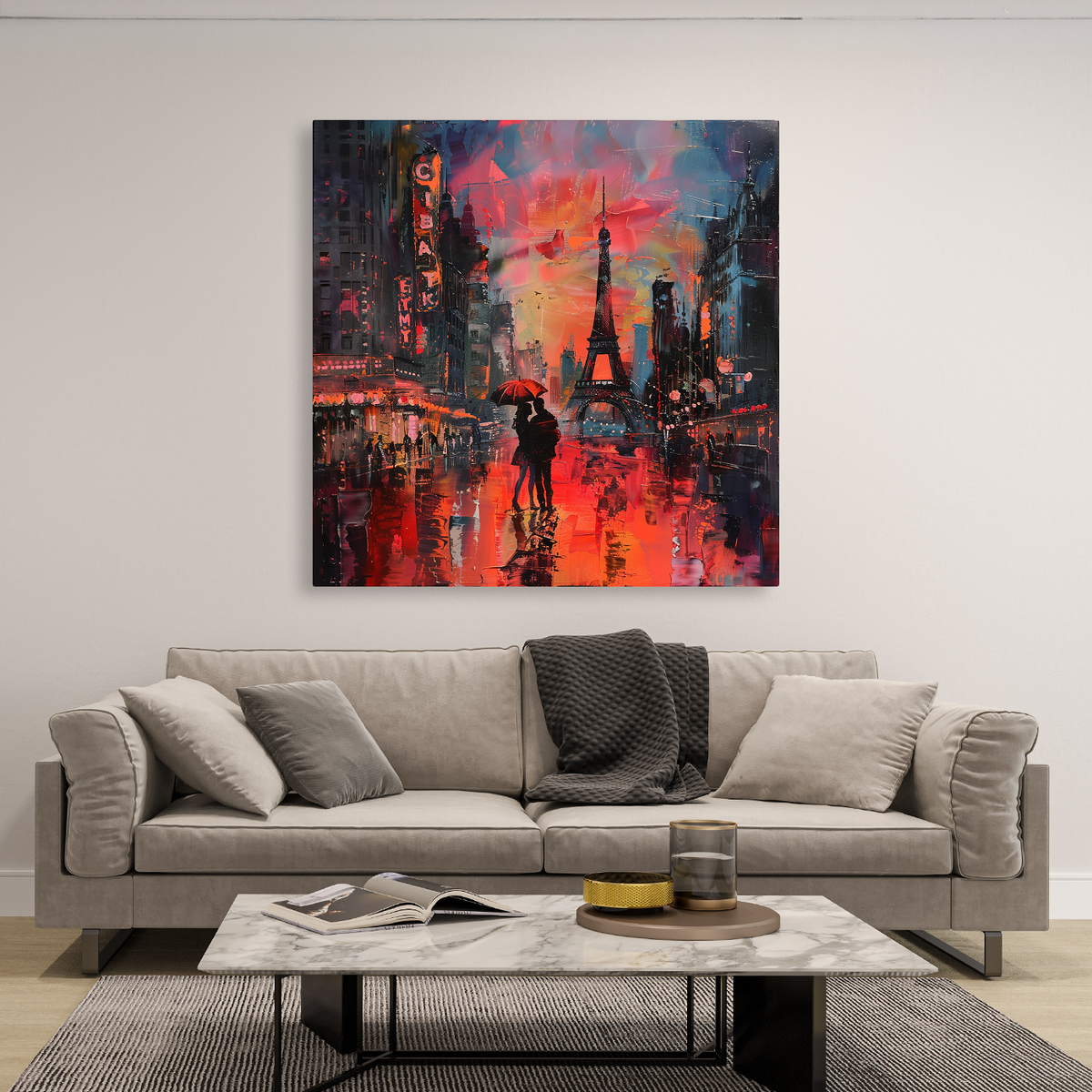 Tablou Canvas Seara Romantica Langa Turnul Eiffel, Rosu-Albastru IPCVBST-29 Living Room
