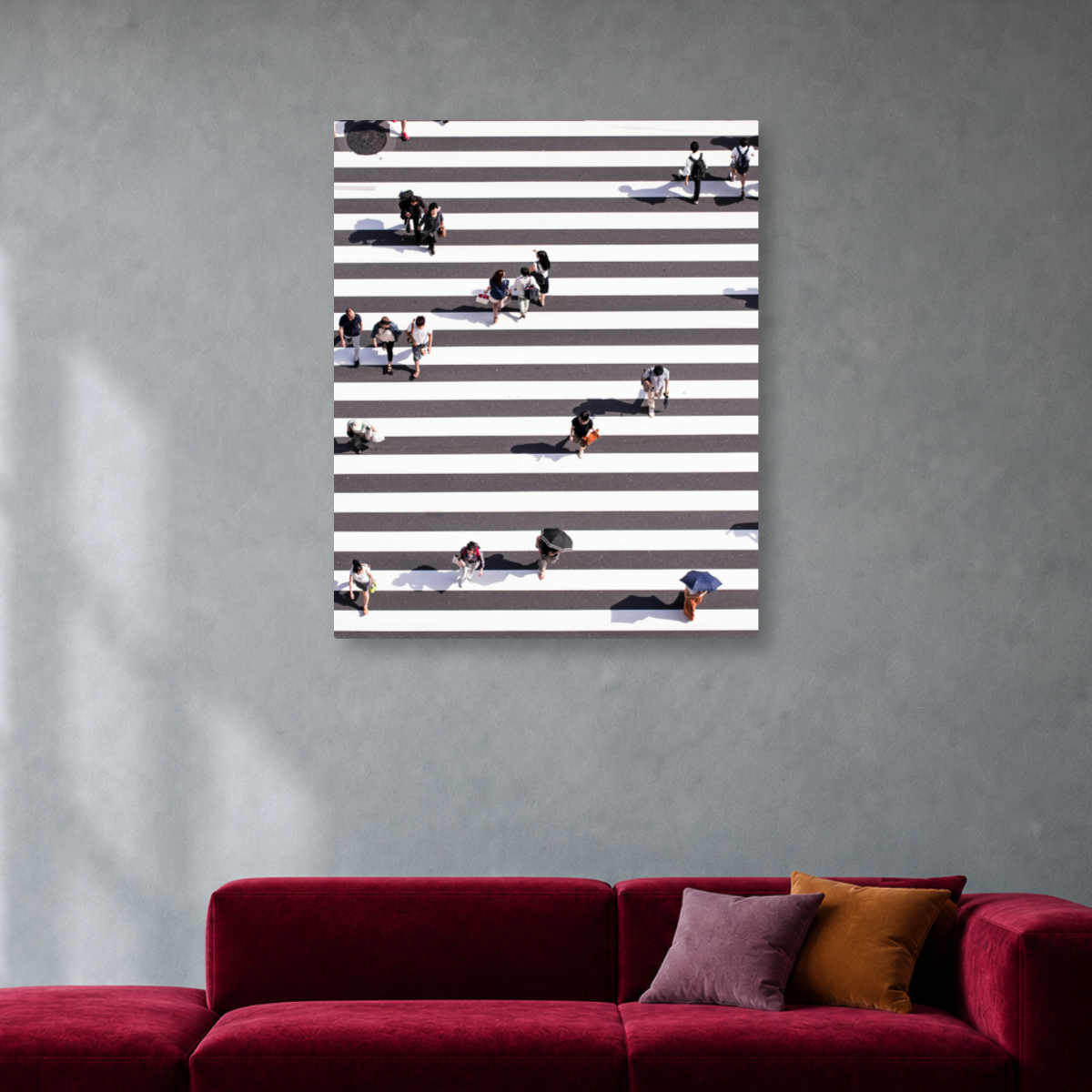 Tablou Canvas Trecere de Pietoni Văzută de Sus, Urban Contemporan, Japonia, Gri-Alb - IPCVCTY-560