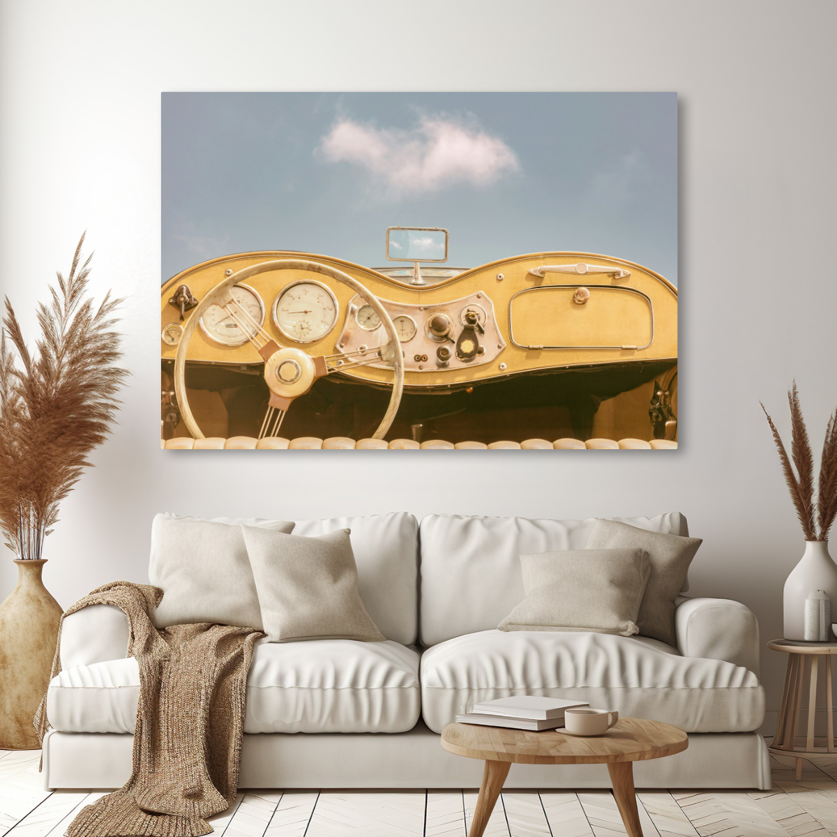 Tablou Canvas Vintage Golden Car