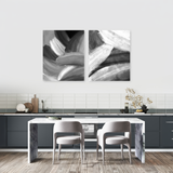 Set 2 Tablouri Canvas Abstract Expresionist, Alb-Negru IPCVBST-15-16, Bucatarie