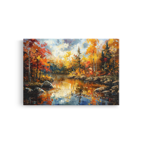 Tablou-Canvas-Armonia-Toamnei-pe-Malul-Raului-Pictura-Portocaliu-Auriu-IPCVBST-14-Fata