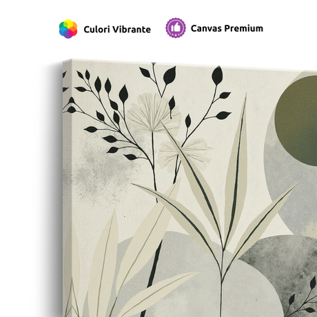 Tablou-Canvas-Artă-Botanică-Geometrică-Stil-Japandi-Verde-Bej-IPCVBST-11-Detaliu