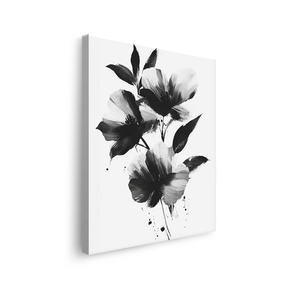 Tablou-Canvas-Compozitie-Florala-Expresiva-Pictura-Moderna-Alb-Negru-IPCVBST-24-Lateral
