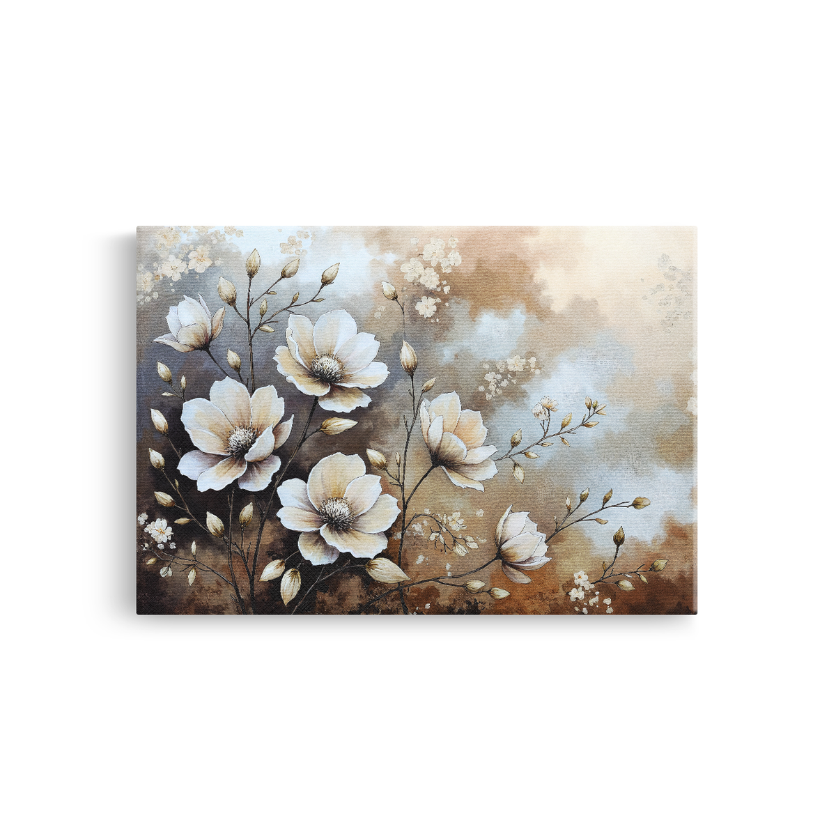 Tablou-Canvas-Flori-de-Magnolie-Pastelate-Pictural-Bej-Maro-IPCVBST-5-Fata