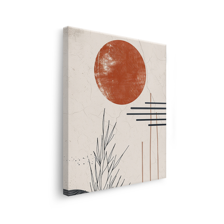 Tablou Canvas Forme Abstracte Diverse, în Stil Japandi, Gri – Portocaliu