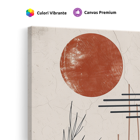 Tablou Canvas Forme Abstracte Diverse, în Stil Japandi, Gri – Portocaliu