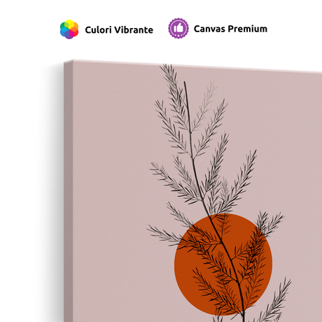 Tablou Canvas Forme Abstracte și Plante, în Stil Japandi, Roz – Portocaliu