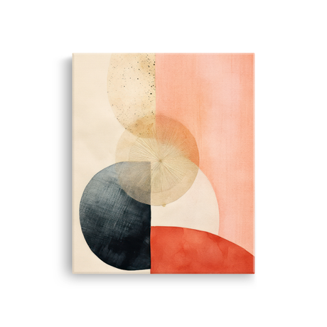 Tablou Canvas Forme Minimaliste Diverse, în Stil Japandi, Albastru-Portocaliu-Roz