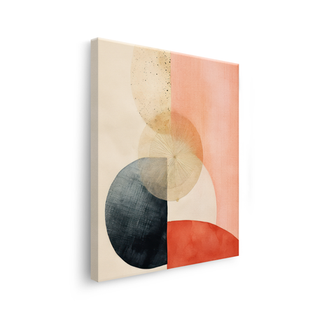 Tablou Canvas Forme Minimaliste Diverse, în Stil Japandi, Albastru-Portocaliu-Roz