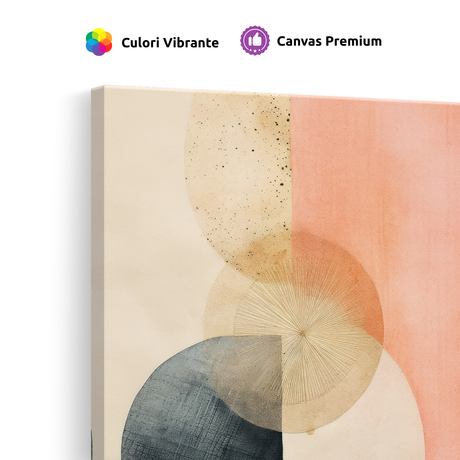 Tablou Canvas Forme Minimaliste Diverse, în Stil Japandi, Albastru-Portocaliu-Roz