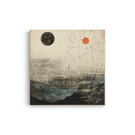 Tablou Canvas Furtună pe Mare, în Stil Japandi, Negru – Albastru