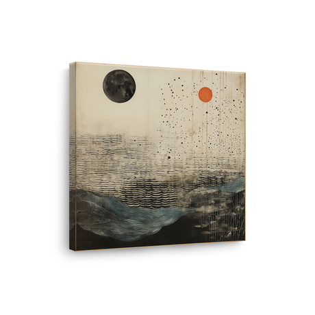 Tablou Canvas Furtună pe Mare, în Stil Japandi, Negru – Albastru