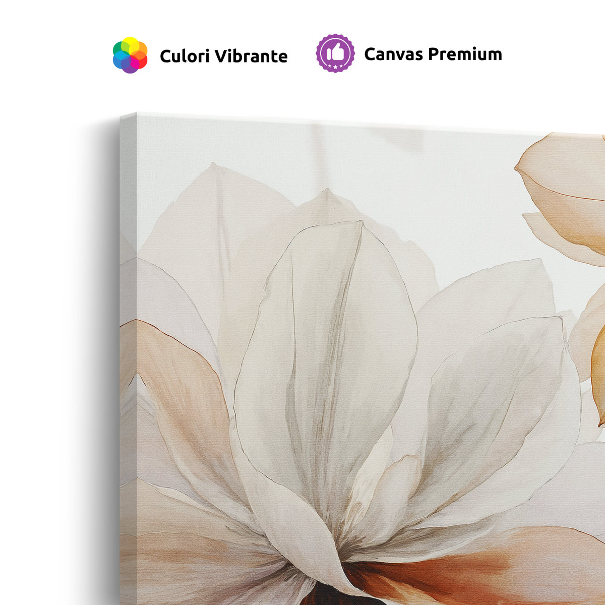 Tablou-Canvas-Magnolii-Inflorite-Acuarela-Botanica-Bej-Portocaliu-IPCVBST-9-Detaliu