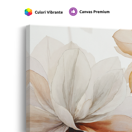 Tablou-Canvas-Magnolii-Inflorite-Acuarela-Botanica-Bej-Portocaliu-IPCVBST-9-Detaliu