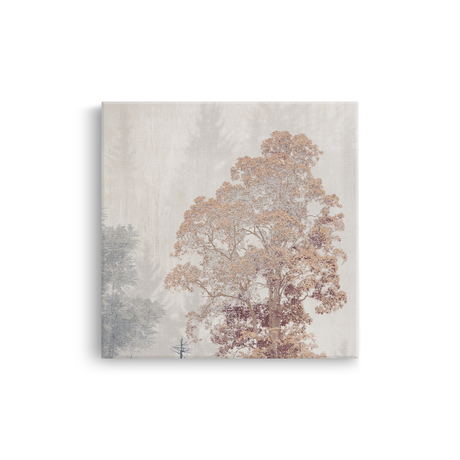 Tablou Canvas Pădure Japoneză, în Stil Japandi, Roz – Verde Pastel