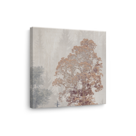 Tablou Canvas Pădure Japoneză, în Stil Japandi, Roz – Verde Pastel