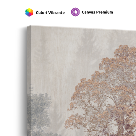 Tablou Canvas Pădure Japoneză, în Stil Japandi, Roz – Verde Pastel