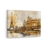 Tablou-Canvas-Peisaj-Parizian-Vintage-Turnul-Eiffel-Sepia-Auriu-IPCVBST-2-Lateral