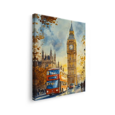 Tablou-Canvas-Peisaj-Urban-Londonez-cu-Big-Ben-Acuarela-Albastru-Portocaliu-IPCVBST-20-Lateral