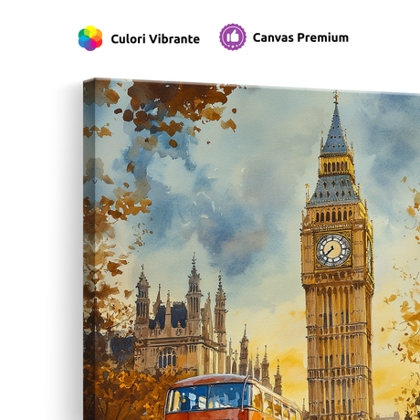 Tablou-Canvas-Peisaj-Urban-Londonez-cu-Big-Ben-Acuarela-Albastru-Portocaliu-IPCVBST-20-Detaliu