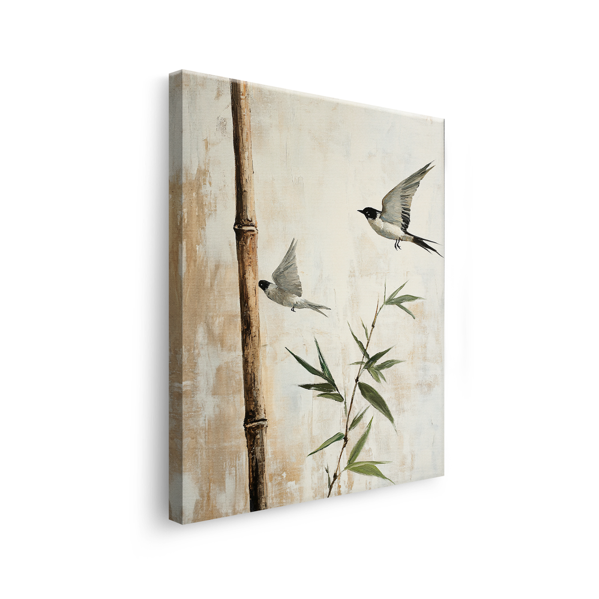 Tablou-Canvas-Randunele-in-Armonia-Naturii-Stil-Oriental-Bej-Verde-IPCVBST-17-Lateral