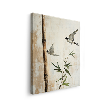 Tablou-Canvas-Randunele-in-Armonia-Naturii-Stil-Oriental-Bej-Verde-IPCVBST-17-Lateral