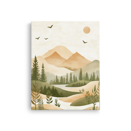 Tablou-Canvas-Serenitate-in-Natura-Stil-Japandi-Bej-Verde-IPCVBST-28-Fata