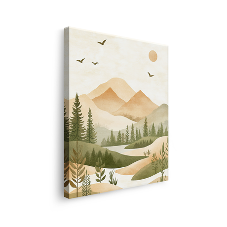 Tablou-Canvas-Serenitate-in-Natura-Stil-Japandi-Bej-Verde-IPCVBST-28-Lateral