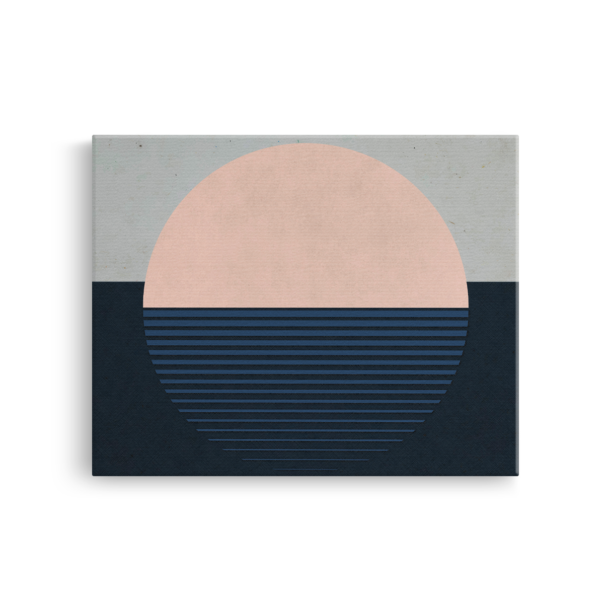 Tablou Canvas Soare Abstract în Linii, în Stil Japandi, Albastru – Roz