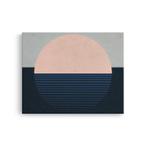 Tablou Canvas Soare Abstract în Linii, în Stil Japandi, Albastru – Roz