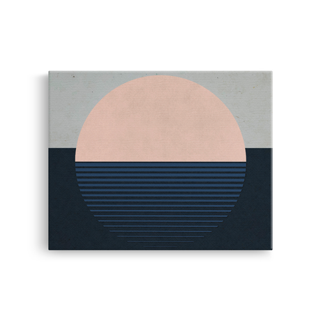 Tablou Canvas Soare Abstract în Linii, în Stil Japandi, Albastru – Roz