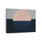 Tablou Canvas Soare Abstract în Linii, în Stil Japandi, Albastru – Roz