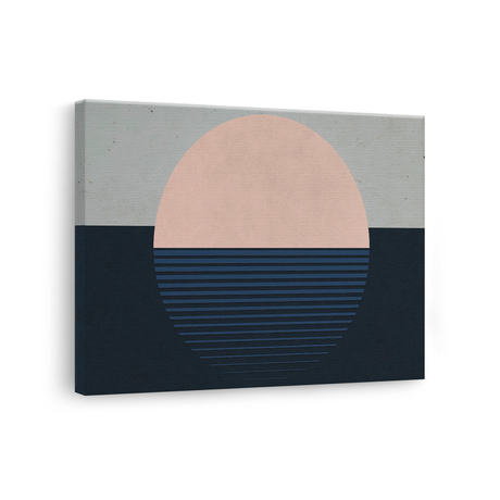Tablou Canvas Soare Abstract în Linii, în Stil Japandi, Albastru – Roz