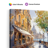Tablou-Canvas-Strada-Pitoreasca-Insorita-Acuarela-Ocru-Albastru-IPCVBST-19-Detaliu