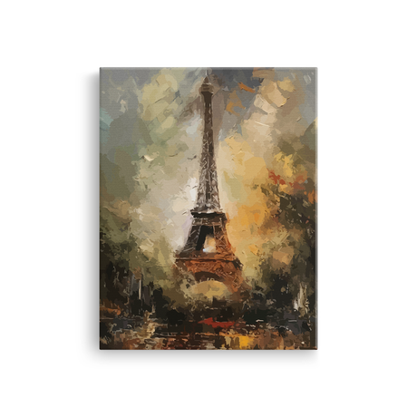 Tablou-Canvas-Turnul-Eiffel-Abstract-Pictura-Moderna-Ocru-Verde-IPCVBST-21-Fata