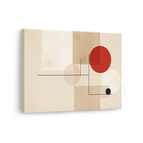 Tablou Canvas cu Forme Geometrice și Linii, în Stil Japandi, Bej – Portocaliu