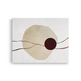 Tablou Canvas cu Linii și Cercuri Abstracte, în Stil Japandi, Bej – Vișiniu
