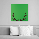 Tablou Canvas Coarne de Cerb Minimaliste, Stil Grafic Modern, Verde-Maro