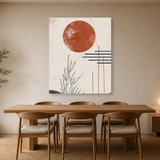 Tablou Canvas Forme Abstracte Diverse, în Stil Japandi, Gri – Portocaliu