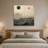 Tablou Canvas Furtună pe Mare, în Stil Japandi, Negru – Albastru